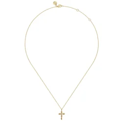 Sale Gabriel & Co. 14K Yellow Gold Diamond Cross Necklace 0.02ct
