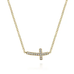 Gabriel & Co. 14K Yellow Gold Diamond Cross Necklace 0.07ct