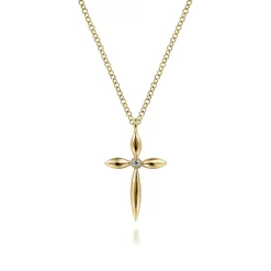Outlet Gabriel & Co. 14K Yellow Gold Diamond Cross Pendant Necklace