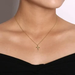 Outlet Gabriel & Co. 14K Yellow Gold Diamond Cross Pendant Necklace