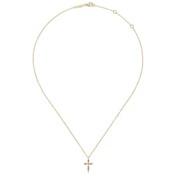 Outlet Gabriel & Co. 14K Yellow Gold Diamond Cross Pendant Necklace