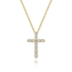 Discount Gabriel & Co. 14K Yellow Gold Diamond Cross Pendant Necklace