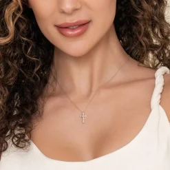 Discount Gabriel & Co. 14K Yellow Gold Diamond Cross Pendant Necklace