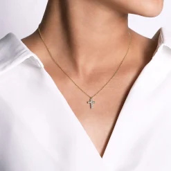 Clearance Gabriel & Co. 14K Yellow Gold Diamond Cross Pendant Necklace