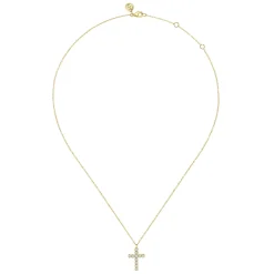 Hot Gabriel & Co. 14K Yellow Gold Diamond Cross Pendant Necklace