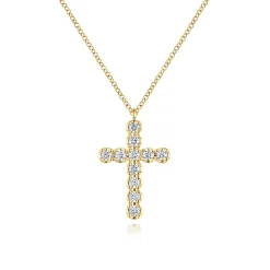 Hot Gabriel & Co. 14K Yellow Gold Diamond Cross Pendant Necklace