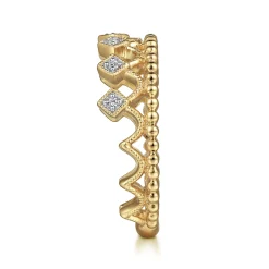 Best Gabriel & Co. 14K Yellow Gold Diamond Crown Ring