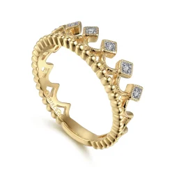 Best Gabriel & Co. 14K Yellow Gold Diamond Crown Ring