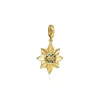 Clearance Gabriel & Co. 14K Yellow Gold Diamond Cut Blue Topaz Starbust Medallion Pendant in Size 20mm With Detachable Bail
