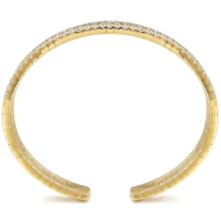 Gabriel & Co. 14K Yellow Gold Diamond Cut Cuff Bangle