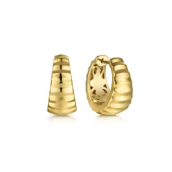 Clearance Gabriel & Co. 14K Yellow Gold Diamond Cut Huggie Earrings