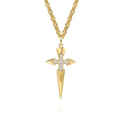 Sale Gabriel & Co. 14K Yellow Gold Diamond Dagger Pendant