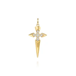 Sale Gabriel & Co. 14K Yellow Gold Diamond Dagger Pendant