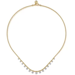 New Gabriel & Co. 14K Yellow Gold Diamond Drop Station Necklace