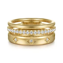 Clearance Gabriel & Co. 14K Yellow Gold Diamond Easy Stackable Ring 0.3ct