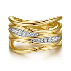 Best Gabriel & Co. 14K Yellow Gold Diamond Easy Stackable Ring