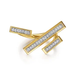 Best Gabriel & Co. 14K Yellow Gold Diamond Elongated Pyramid Bypass Ring