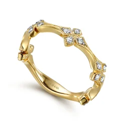 Online Gabriel & Co. 14K Yellow Gold Diamond Floral Station Stackable Ring