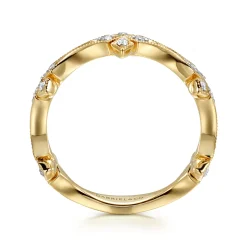 Online Gabriel & Co. 14K Yellow Gold Diamond Floral Station Stackable Ring