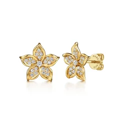 Clearance Gabriel & Co. 14K Yellow Gold Diamond Floral Stud Earrings