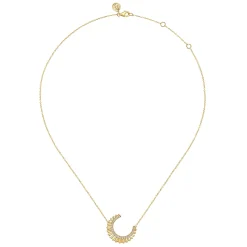 Clearance Gabriel & Co. 14K Yellow Gold Diamond Half Moon Diamond Cut Pendant Necklace
