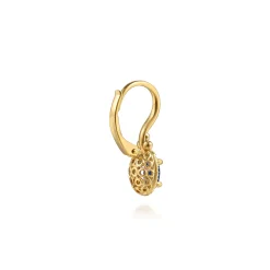 Online Gabriel & Co. 14K Yellow Gold Diamond Halo and Oval Blue Sapphire Leverback Earrings