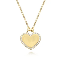 Clearance Gabriel & Co. 14K Yellow Gold Diamond Halo Heart Pendant Necklace