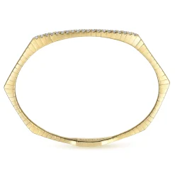 Clearance Gabriel & Co. 14K Yellow Gold Diamond Hexagon shape Bangle