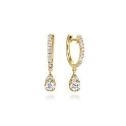 Hot Gabriel & Co. 14K Yellow Gold Diamond Huggie Drop Earrings
