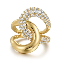 Discount Gabriel & Co. 14K Yellow Gold Diamond Interlocking Ladies Ring