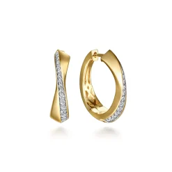 Sale Gabriel & Co. 14K Yellow Gold Diamond Intricate Hoop Earrings