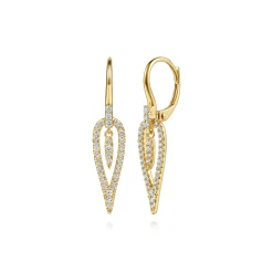Gabriel & Co. 14K Yellow Gold Diamond Inverted Teardrop Leverback Earrings