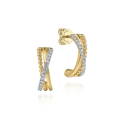 Outlet Gabriel & Co. 14K Yellow Gold Diamond J Earrings-Bujukan