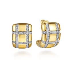 Hot Gabriel & Co. 18K Yellow Gold Diamond J Hoop Stud Earrings