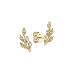 Outlet Gabriel & Co. 14K Yellow Gold Diamond Leaf Stud Earrings