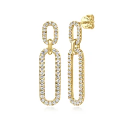 Hot Gabriel & Co. 14K Yellow Gold Diamond Link Chain Drop Earrings