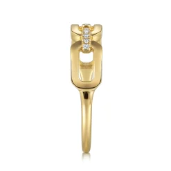 Clearance Gabriel & Co. 14K Yellow Gold Diamond Link Chain Ring