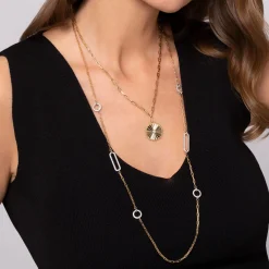 Gabriel & Co. 14K Yellow Gold Diamond Link Station Necklace