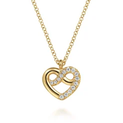 Hot Gabriel & Co. 14K Yellow Gold Diamond Love Knot Heart Pendant Necklace