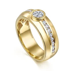 Clearance Gabriel & Co. 14K Yellow Gold Diamond Mens Engagement Ring in High Polished Finish