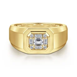 Discount Gabriel & Co. 14K Yellow Gold Diamond Mens Engagement Ring in High Polish Finish