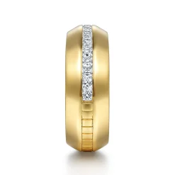 New Gabriel & Co. 14K Yellow Gold Diamond Men's Wedding Ring in High Polish Finish