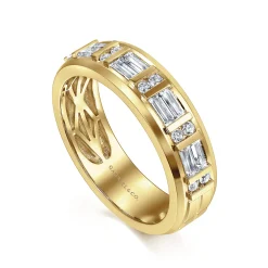 Gabriel & Co. 14K Yellow Gold Diamond Men's Wedding Ring in High Polish Finish