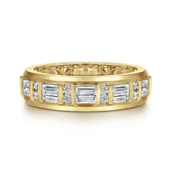 Gabriel & Co. 14K Yellow Gold Diamond Men's Wedding Ring in High Polish Finish