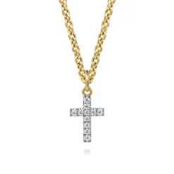 Discount Gabriel & Co. 14K Yellow Gold Diamond Mini Cross Pendant