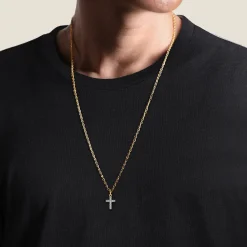 Discount Gabriel & Co. 14K Yellow Gold Diamond Mini Cross Pendant