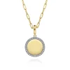 Sale Gabriel & Co. 14K Yellow Gold Diamond 18mm Round Medallion Personalized Pendant With Detachable Bail