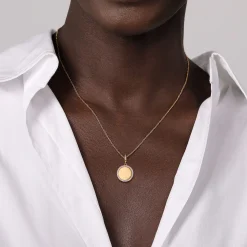Sale Gabriel & Co. 14K Yellow Gold Diamond 18mm Round Medallion Personalized Pendant With Detachable Bail