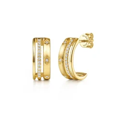Gabriel & Co. 14K Yellow Gold Diamond Multi Row Huggie Earrings
