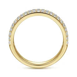 New Gabriel & Co. 14K Yellow Gold Diamond Pave Band Ring